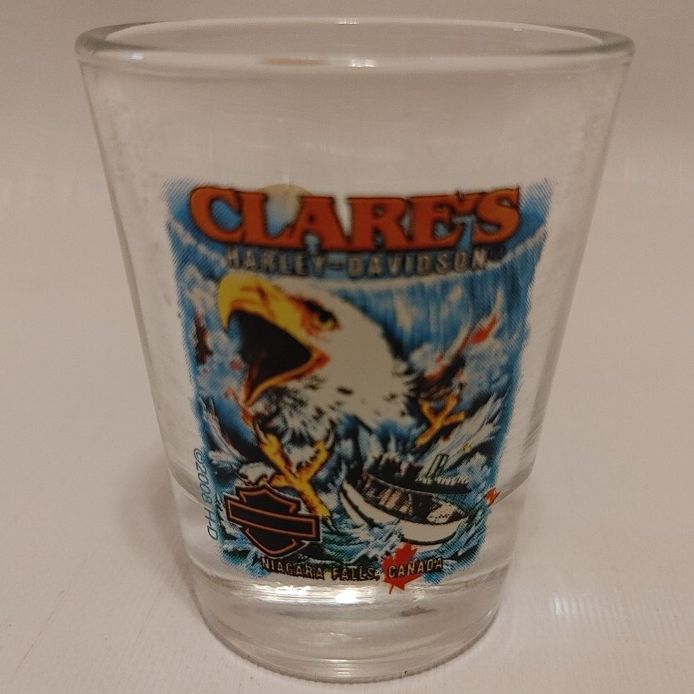 Clare's Harley Davidson Shot Glass Bald Eagle Chopper Niagara Falls